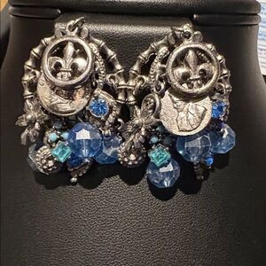 Vintage Arther Pepper Silver and Blue Dangle Earrings